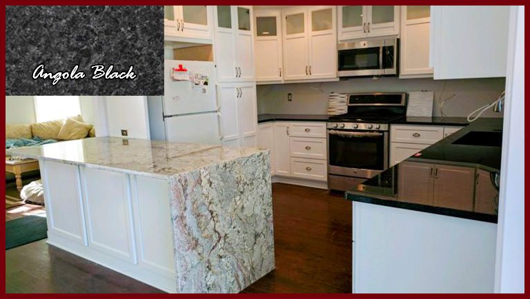 Kitchen Remodel Featuring Different Granite Countertops and Granite Island