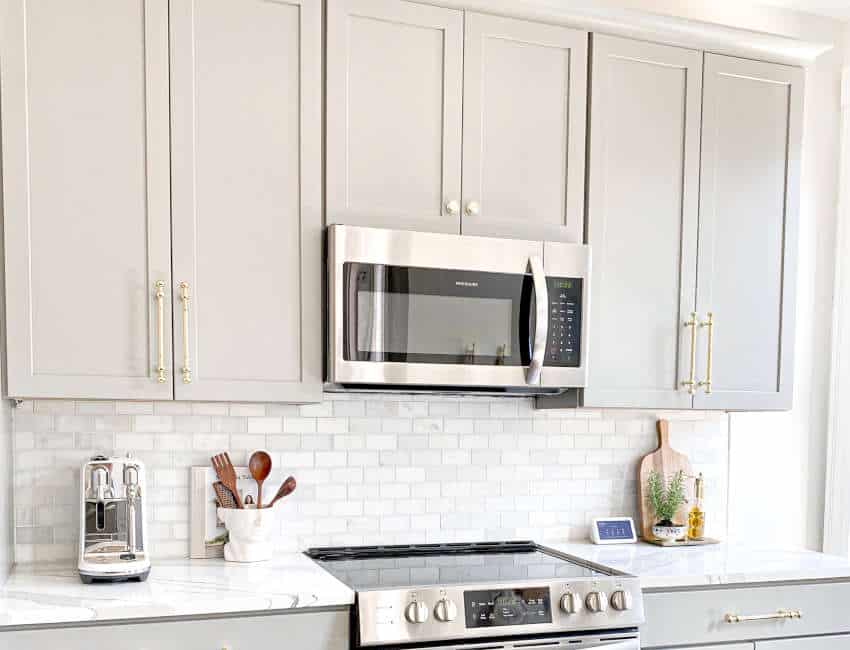 wall kitchen cabinets with microwave and stove