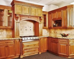 beautiful Cinnamon Maple Glazed kitchen cabinet with stove