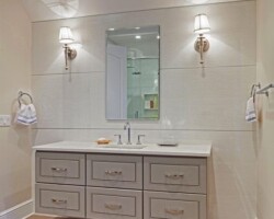 Greige Maple countertop cabinets