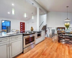 Greige Maple countertop with cabinets